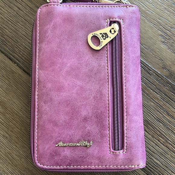 American Bling Purple Leather Crossbody Southwestern Purse Wallet - Picture 2 of 6